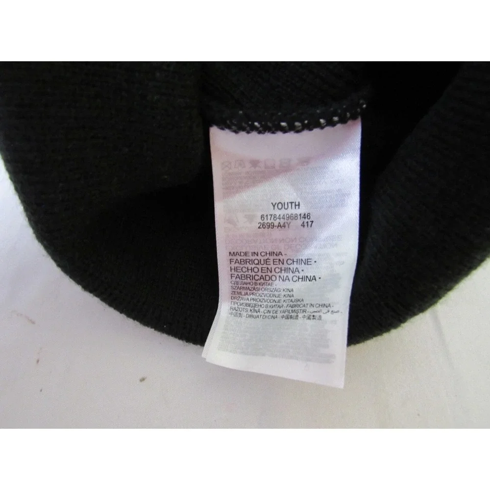 Nike Pink Gray Black Knit Cuff Beanie Skull‎ Cap Pom Pom Youth Boy's 8-20
